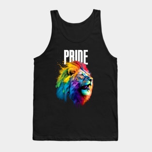 LGBTQ+ Gay Pride Month: Proud Lion on a Dark Background Tank Top